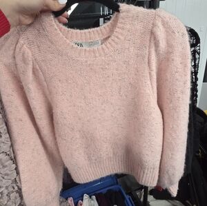 Zara pink sweater with gold thread